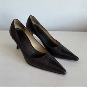 Gucci Brown Leather Pointed Toe Pumps